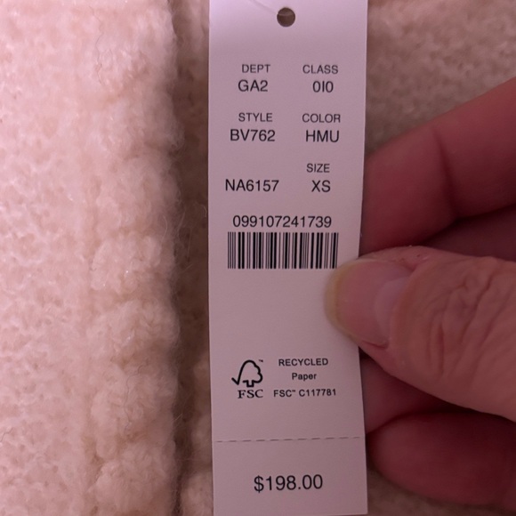 J. Crew..Cream Knit Cardigan W Rhinestone Button Accents on Cuffs & Collar - Picture 4 of 11